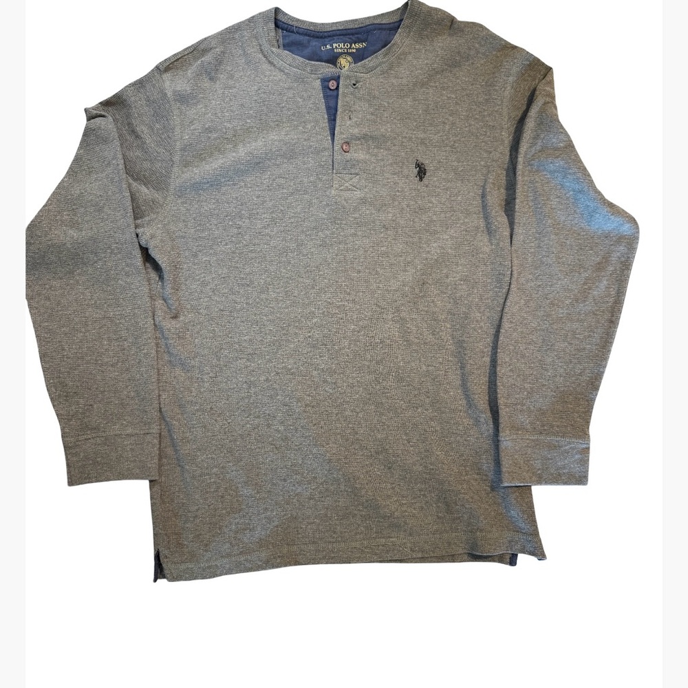 U.S. Polo Assn. Men’s Gray Henley Long Sleeve Shirt XXL